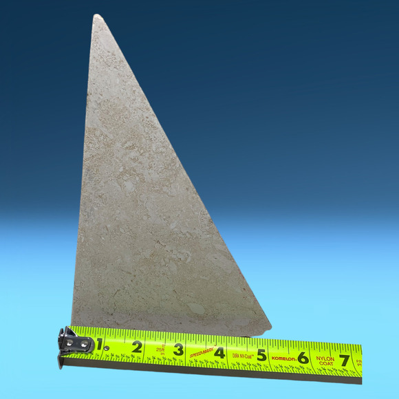 Vintage Natural Marble Modernist Bookend Triangle Beige Mid Century 8" READ - Picture 7 of 9